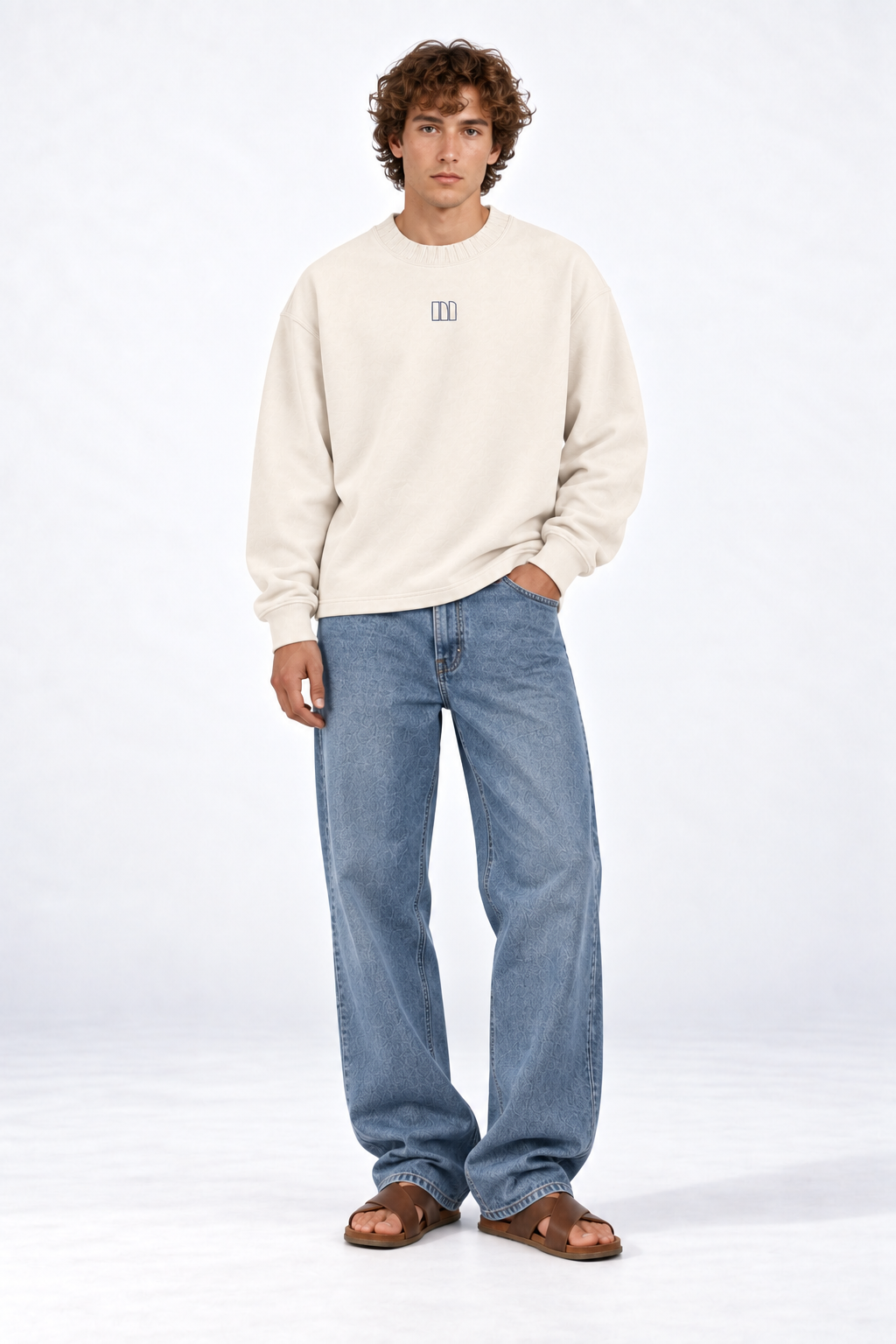 PIXEL CREWNECK — Ecru