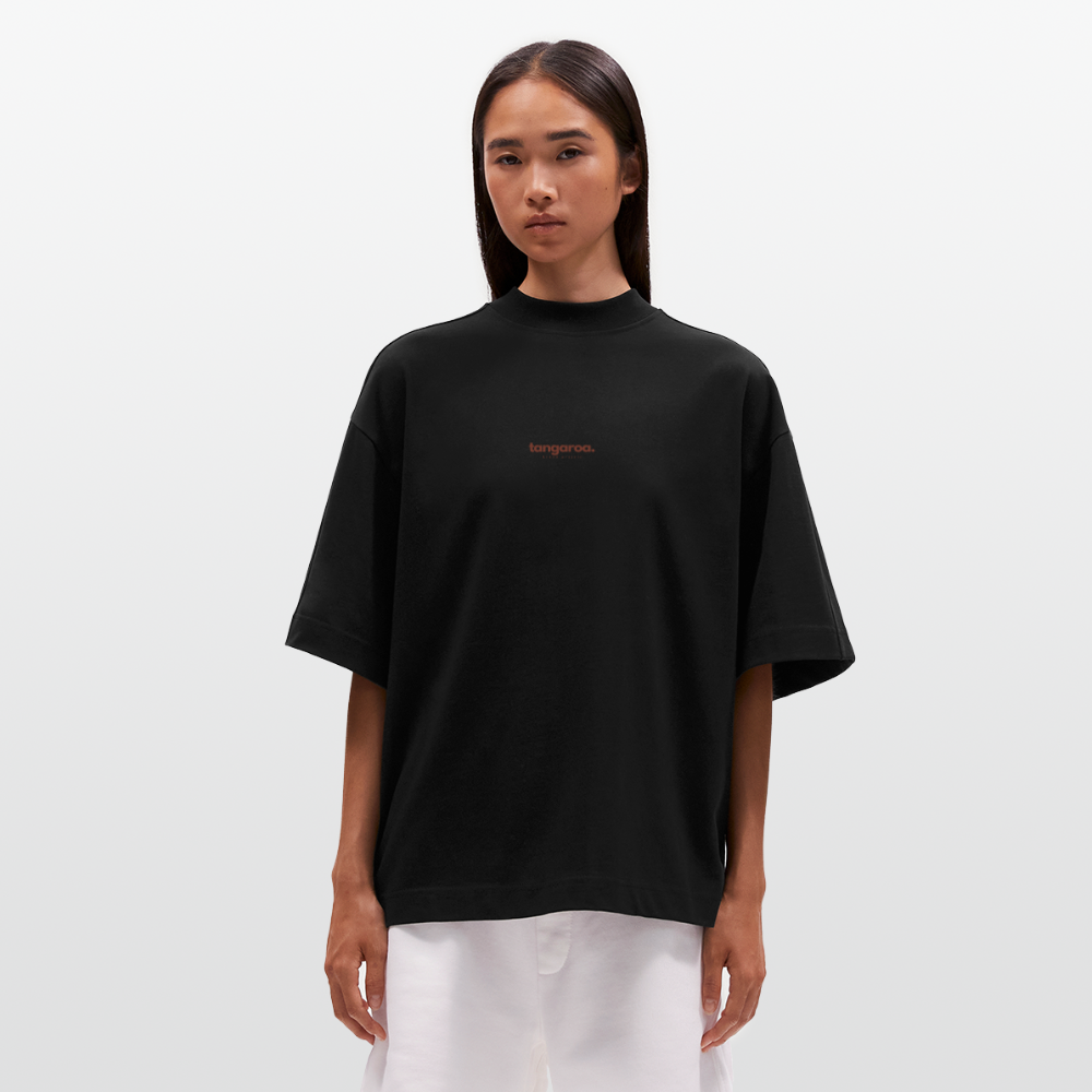 Tangaroa. Heavyweight Oversized Organic Boxy T-Shirt Limited Editionv - SOLID BLACK