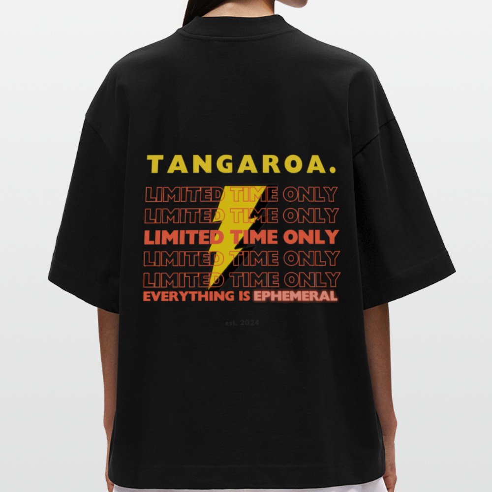 Tangaroa. Heavyweight Oversized Organic Boxy T-Shirt Limited Editionv - SOLID BLACK