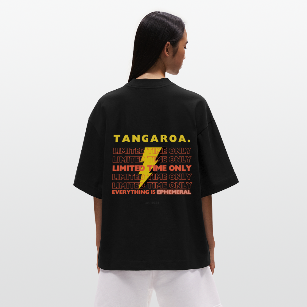 Tangaroa. Heavyweight Oversized Organic Boxy T-Shirt Limited Editionv - SOLID BLACK