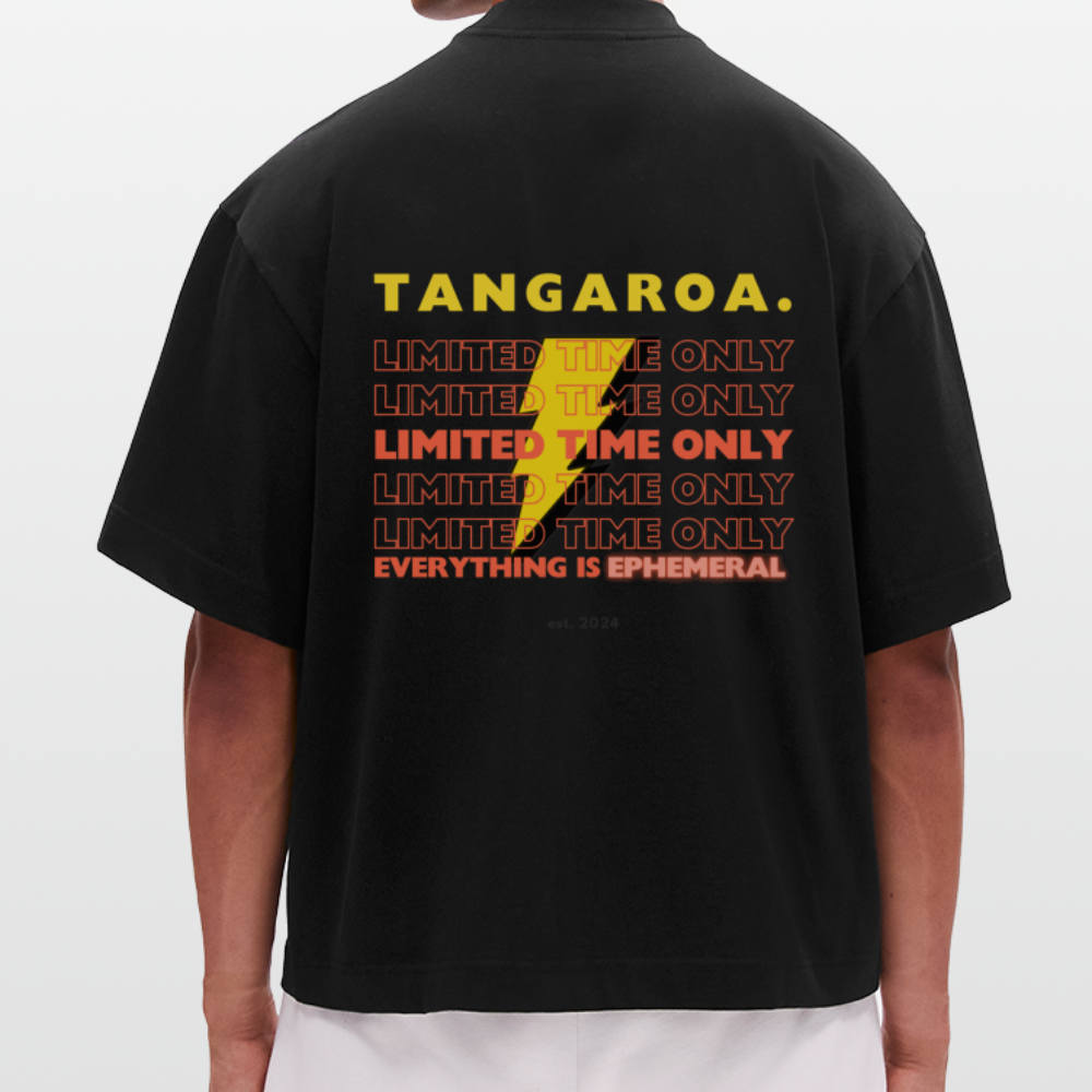 Tangaroa. Heavyweight Oversized Organic Boxy T-Shirt Limited Editionv - SOLID BLACK