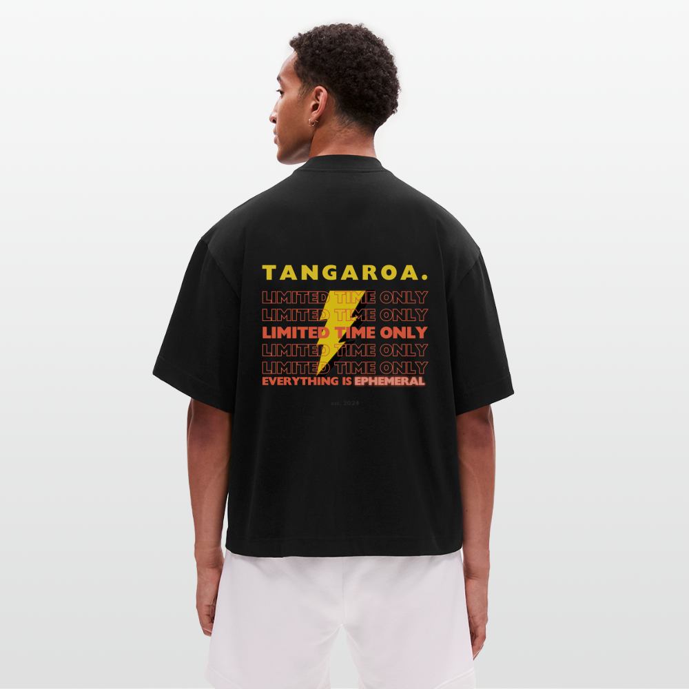 Tangaroa. Heavyweight Oversized Organic Boxy T-Shirt Limited Editionv - SOLID BLACK