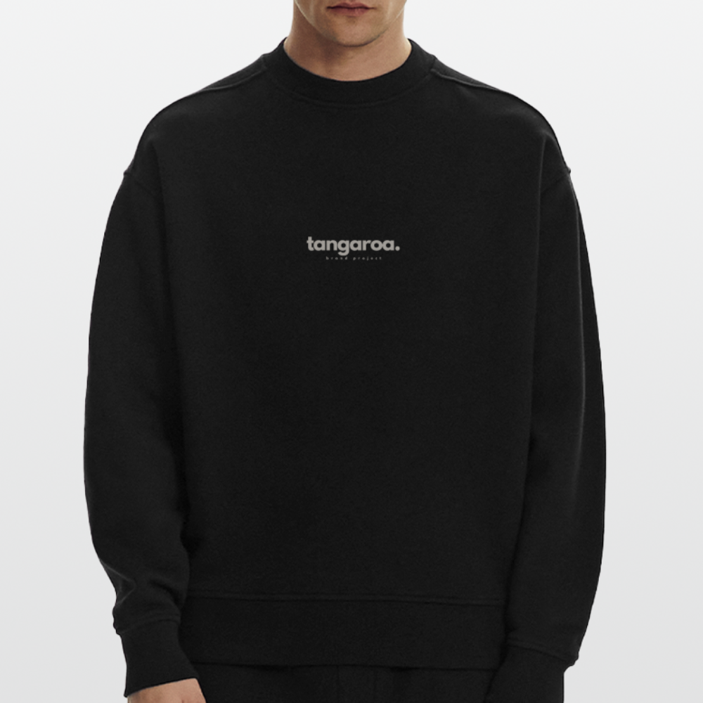 Camiseta con cuello redondo oversize de gran gramaje y ecológica fabricada en la UE - SOLID BLACK