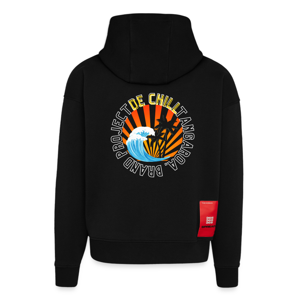 Sudadera con capucha orgánica oversize de gran gramaje fabricada en la UE - SOLID BLACK