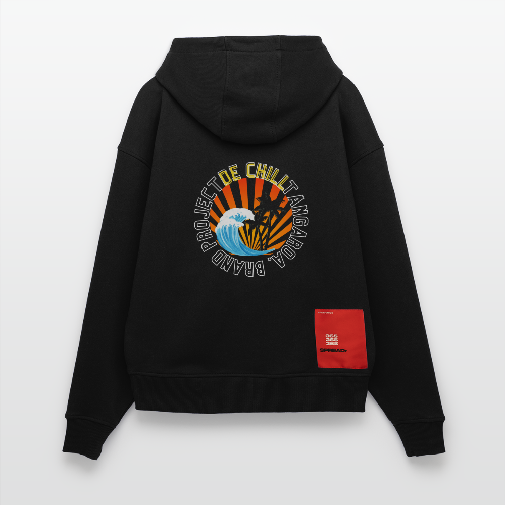 Sudadera con capucha orgánica oversize de gran gramaje fabricada en la UE - SOLID BLACK