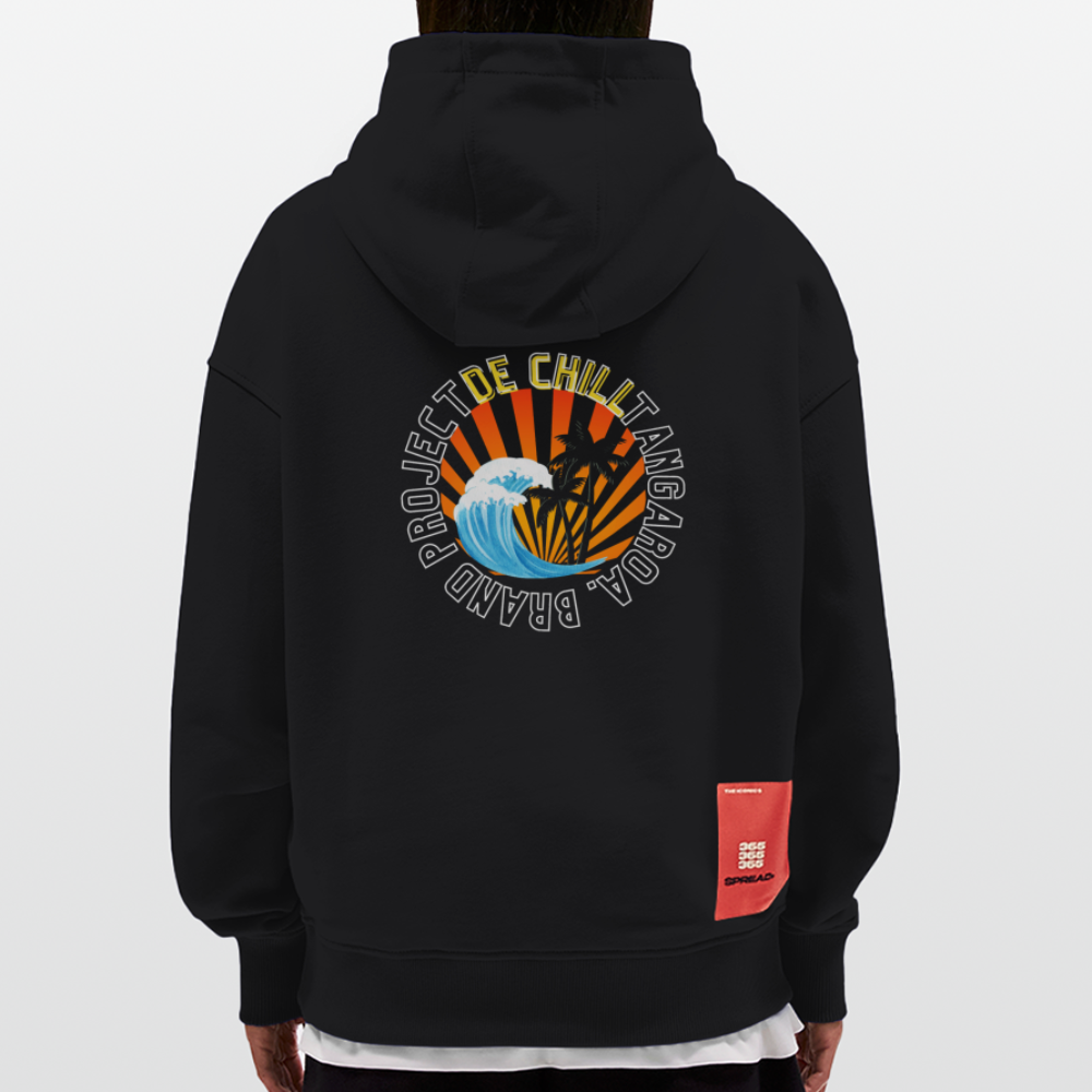 Sudadera con capucha orgánica oversize de gran gramaje fabricada en la UE - SOLID BLACK