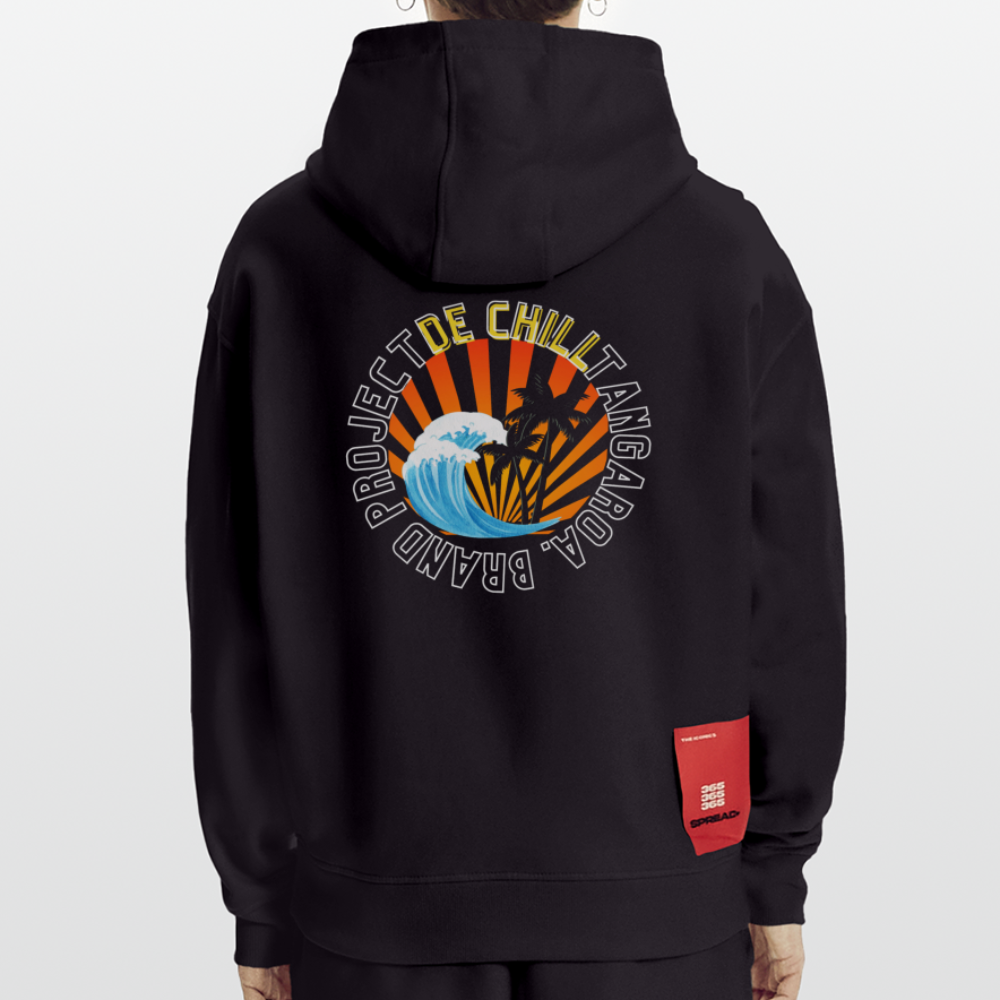 Sudadera con capucha orgánica oversize de gran gramaje fabricada en la UE - SOLID BLACK